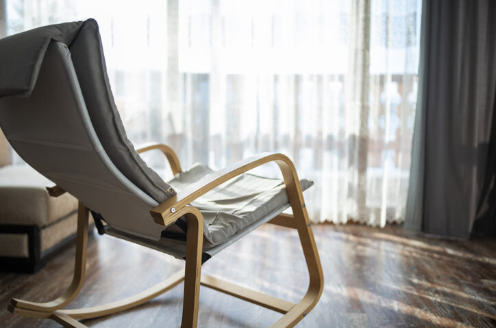 Wooden rocking chair.